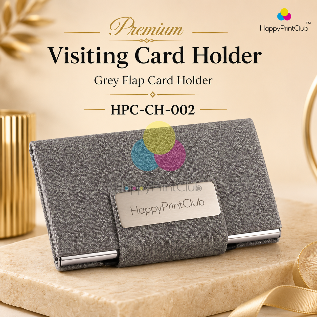 Grey Flap Card Holder For Corporate Gifting