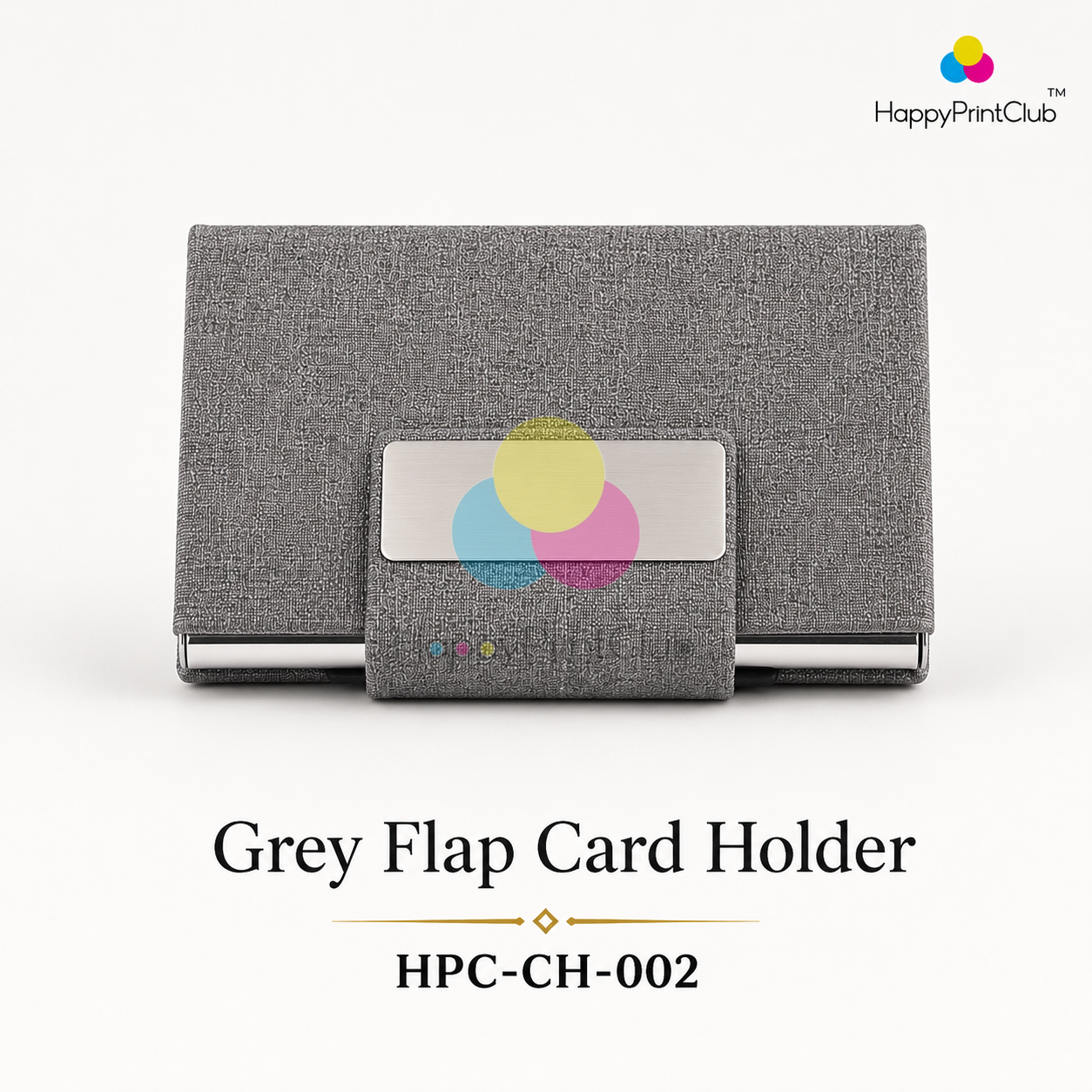 Grey Flap Card Holder For Corporate Gifting