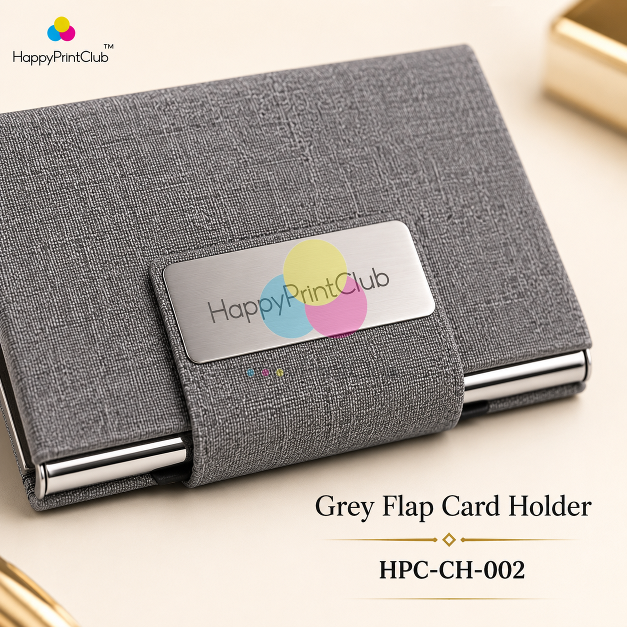 Grey Flap Card Holder For Corporate Gifting