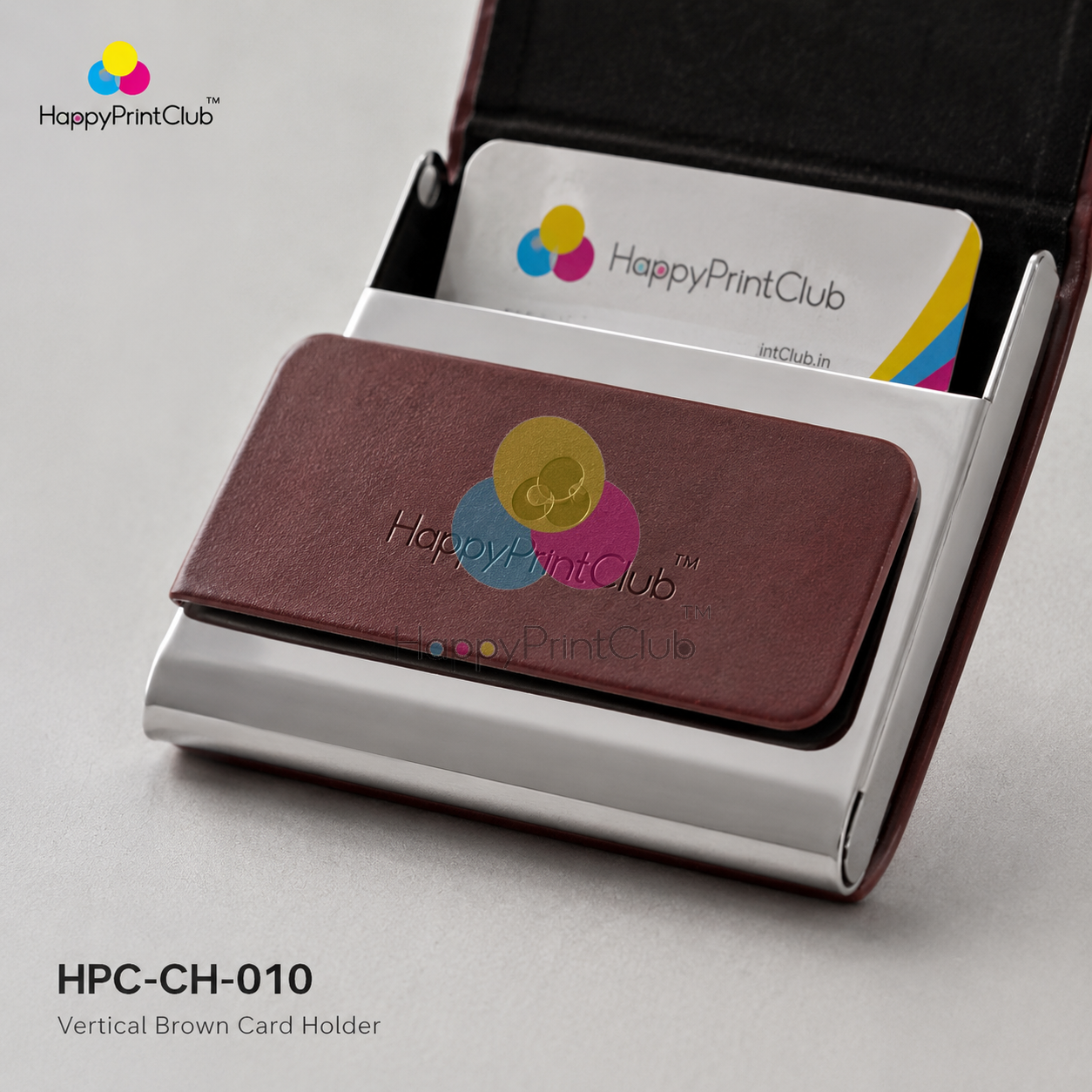 Vertical Brown Card Holder For Corporate Gifting