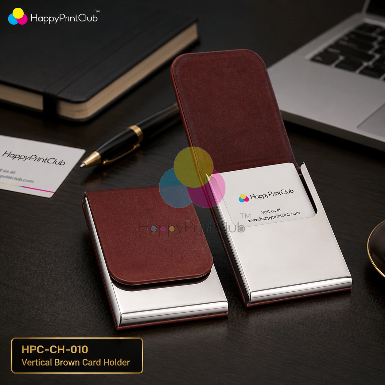 Vertical Brown Card Holder For Corporate Gifting