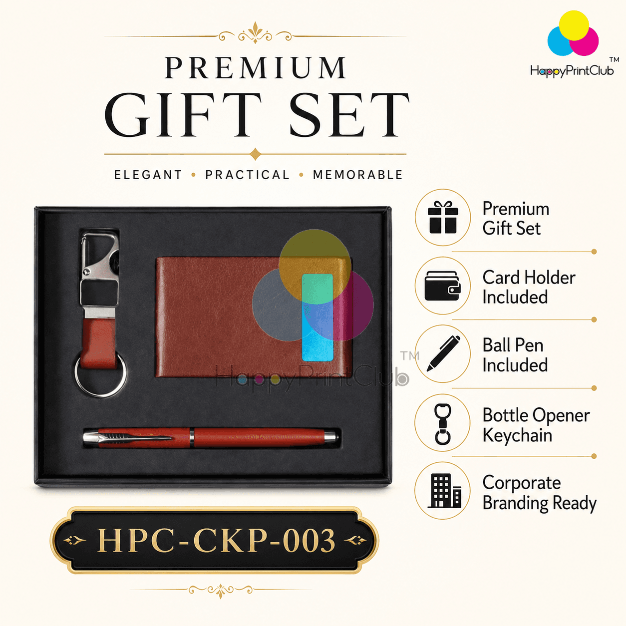 Customized Corporate Gift Set With Card Holder, Ball Pen & Bottle Opener Keychain