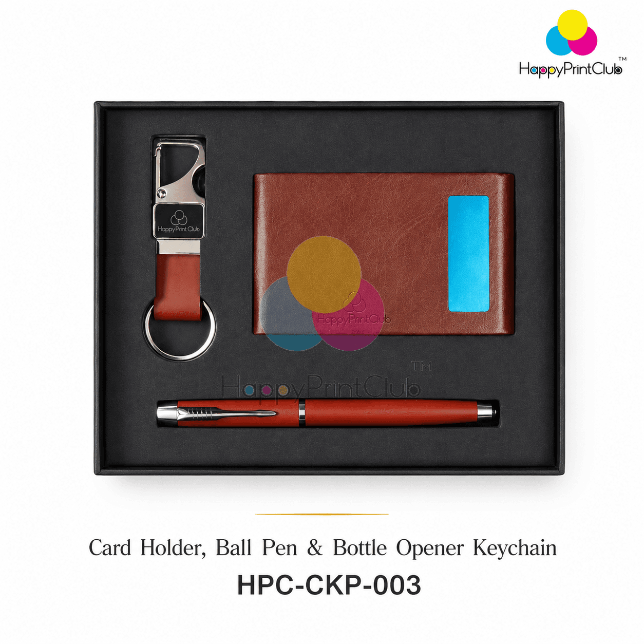 Customized Corporate Gift Set With Card Holder, Ball Pen & Bottle Opener Keychain