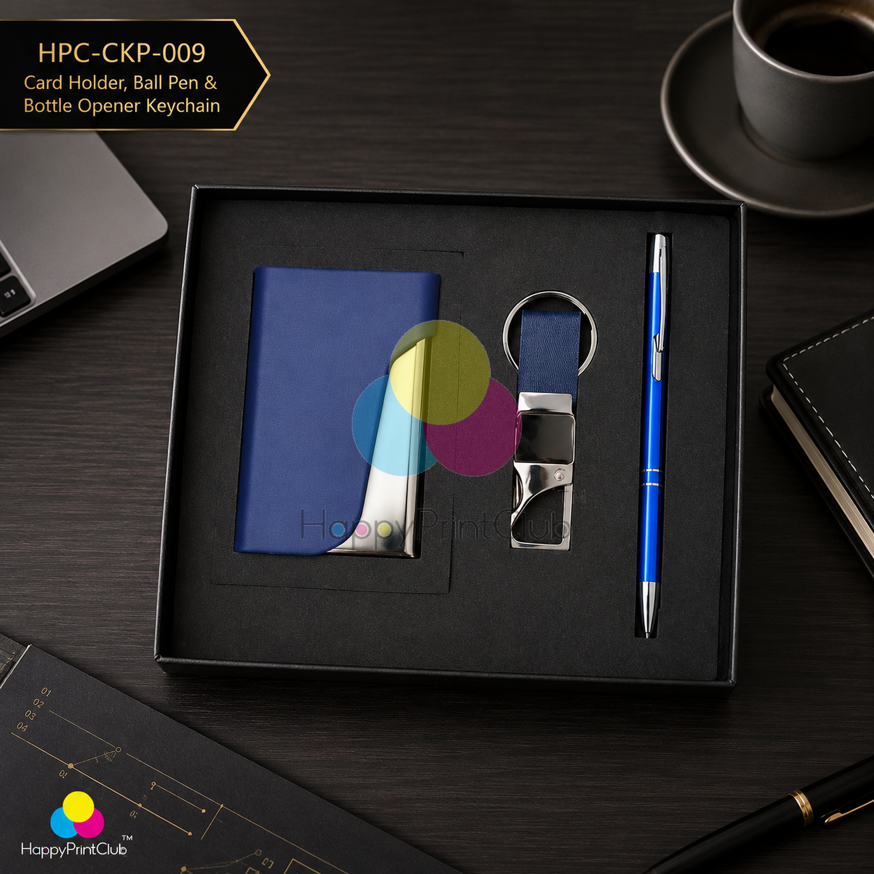 Customized Corporate Gift Set With Card Holder, Ball Pen & Bottle Opener Keychain