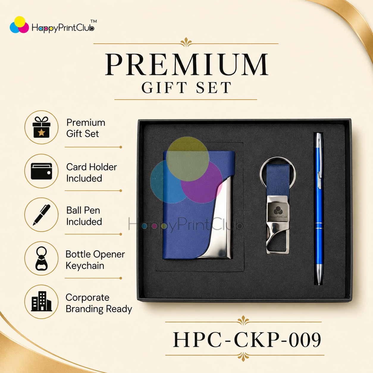 Customized Corporate Gift Set With Card Holder, Ball Pen & Bottle Opener Keychain