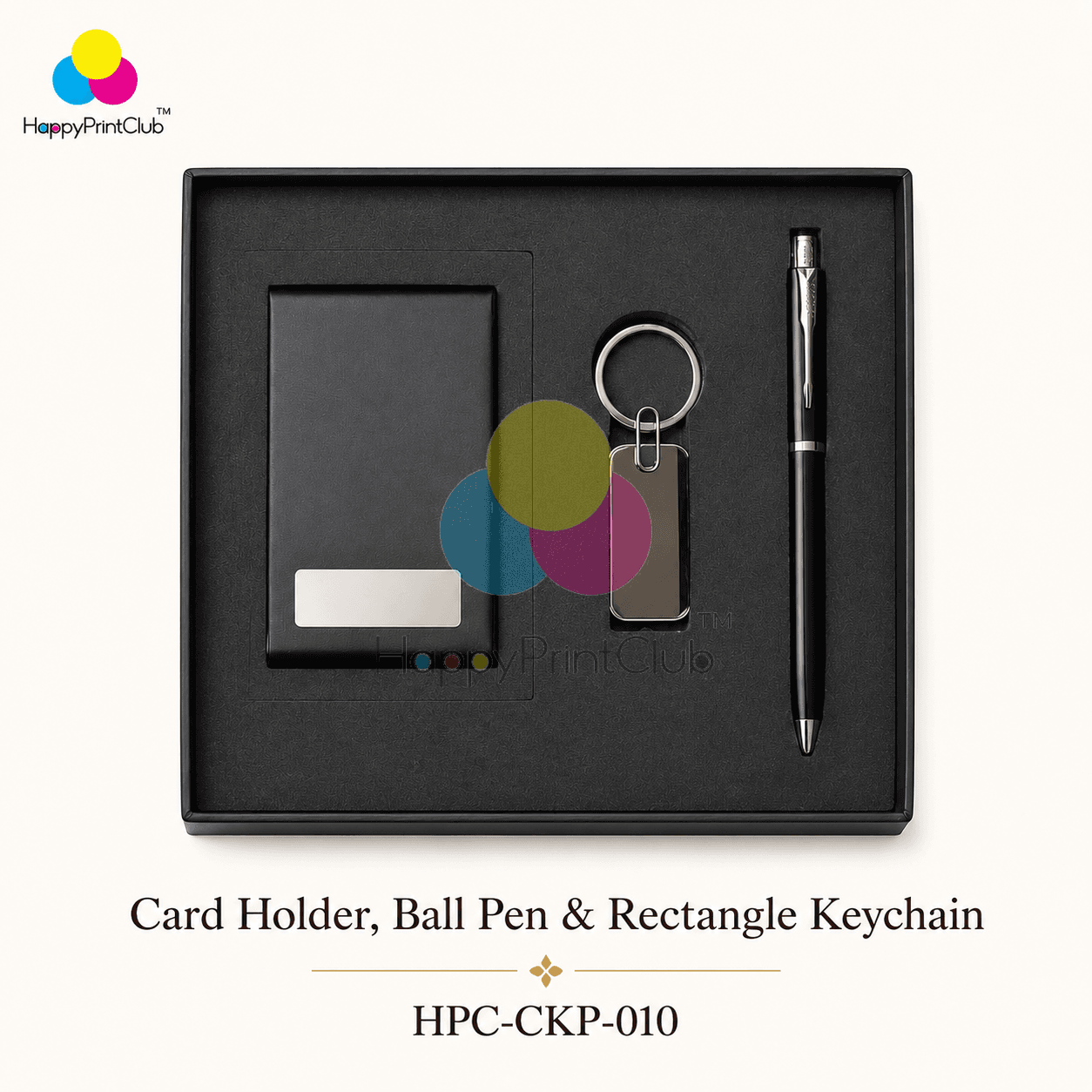 Customized Corporate Gift Set With Card Holder, Ball Pen & Rectangle Keychain