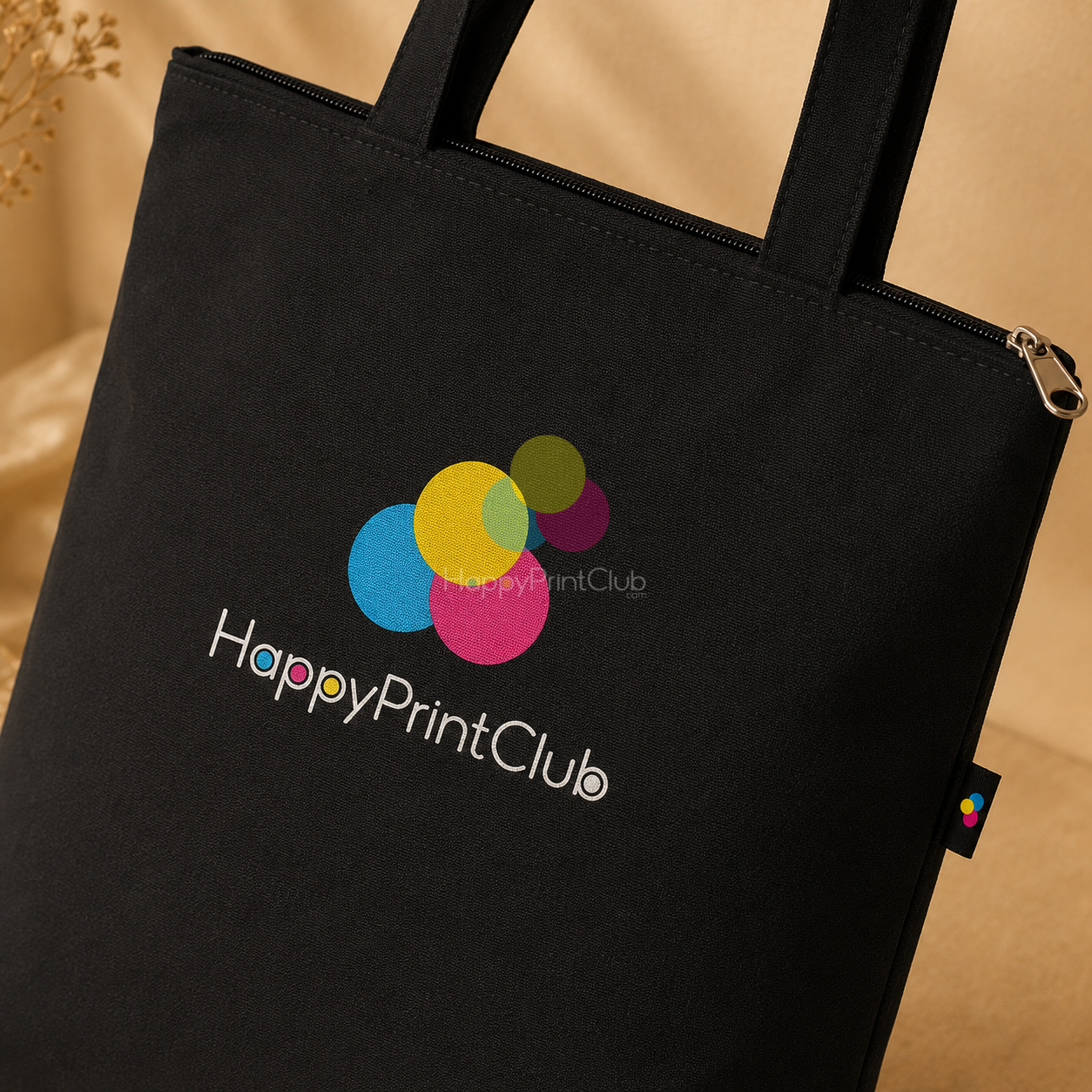 Cotton Tote Bag With Zipper Black For Corporate Gifting
