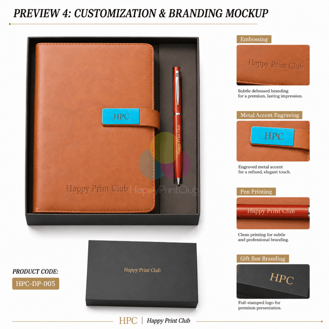 Customized Corporate Gift Set With Ball Pen & 190 Pages Hard Bound Diary