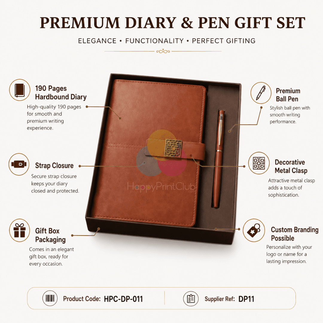Customized Corporate Gift Set With Ball Pen & 190 Pages Hard Bound Diary