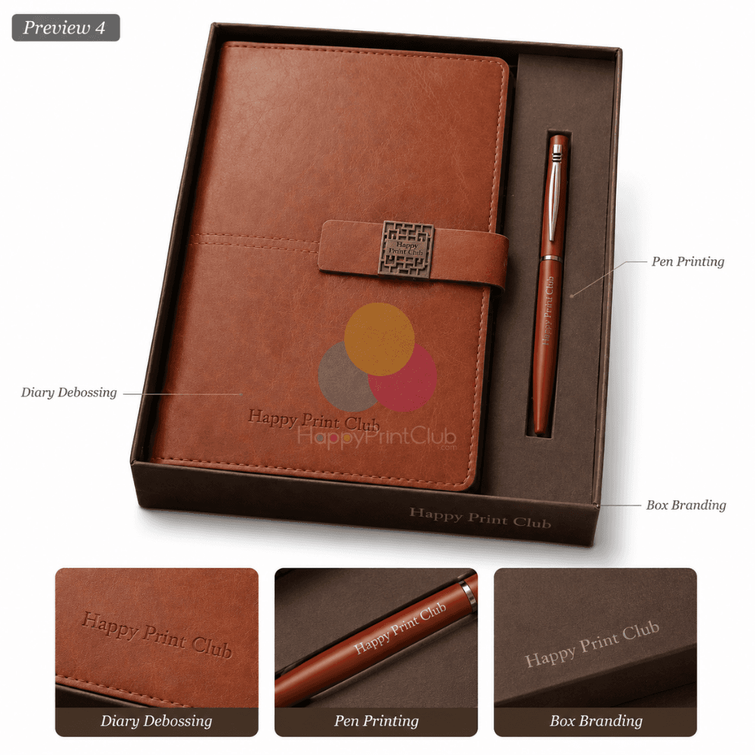 Customized Corporate Gift Set With Ball Pen & 190 Pages Hard Bound Diary