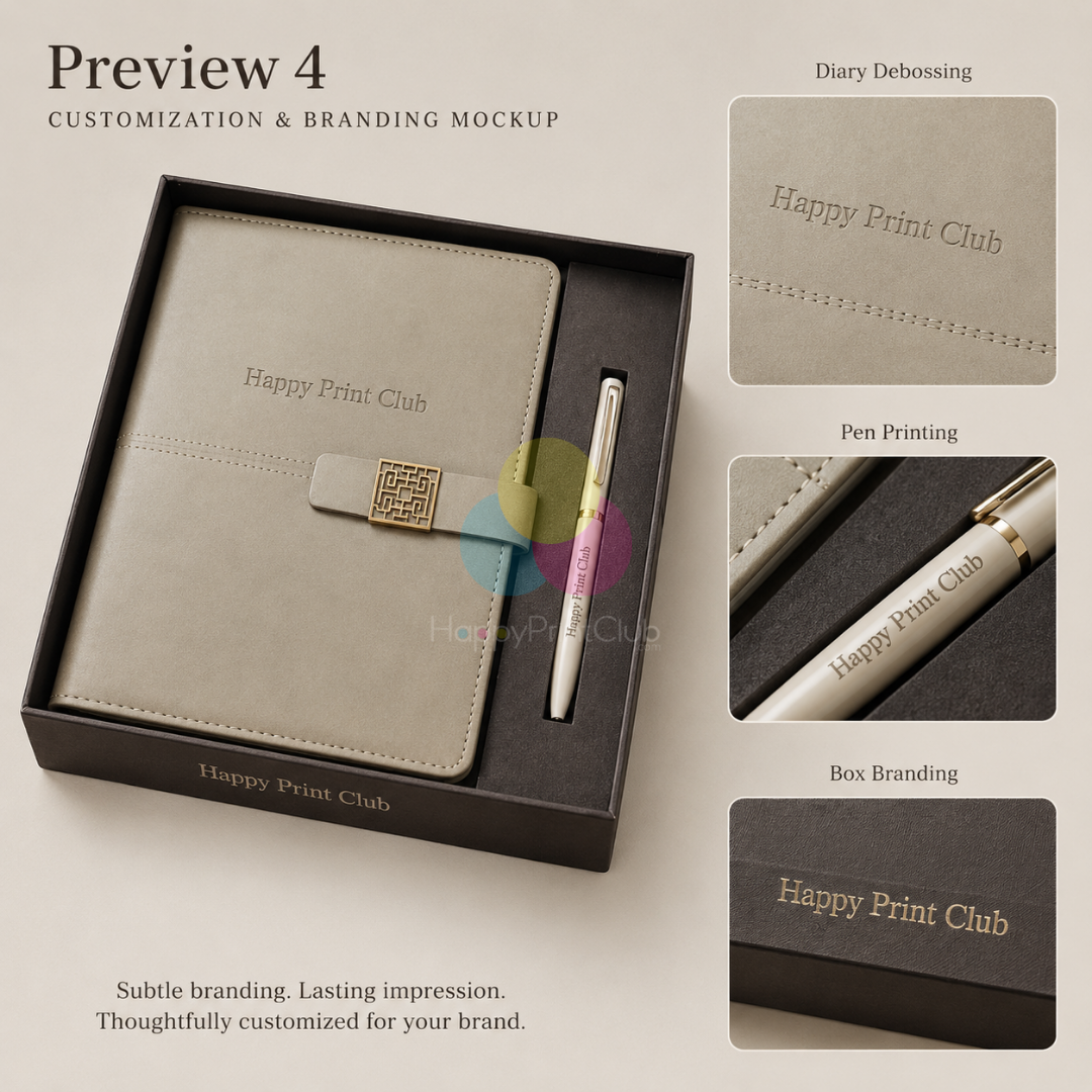 Customized Corporate Gift Set With Ball Pen & 190 Pages Hard Bound Diary