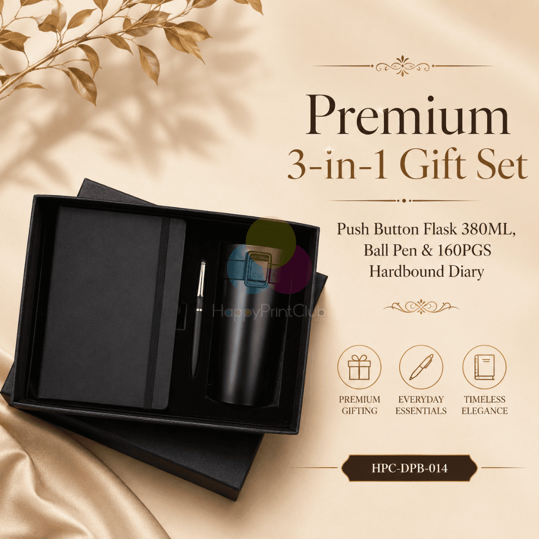 Employee Welcome Kit With Push Button Flask 380ML, Ball Pen & 160 Pages Hard Bound Diary