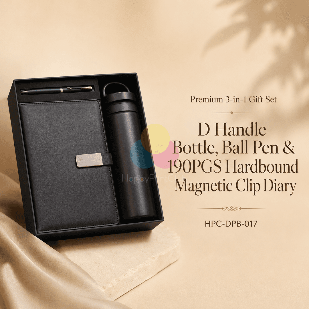 Employee Welcome Kit With D Handle Bottle, Ball Pen & 190 Pages Hard Bound Magnetic Clip Diary
