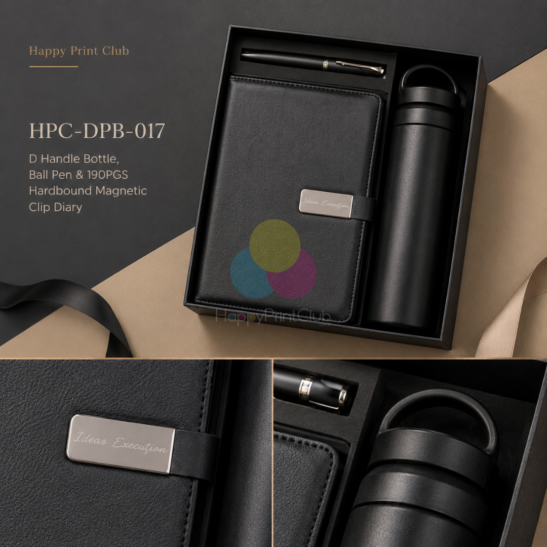 Employee Welcome Kit With D Handle Bottle, Ball Pen & 190 Pages Hard Bound Magnetic Clip Diary