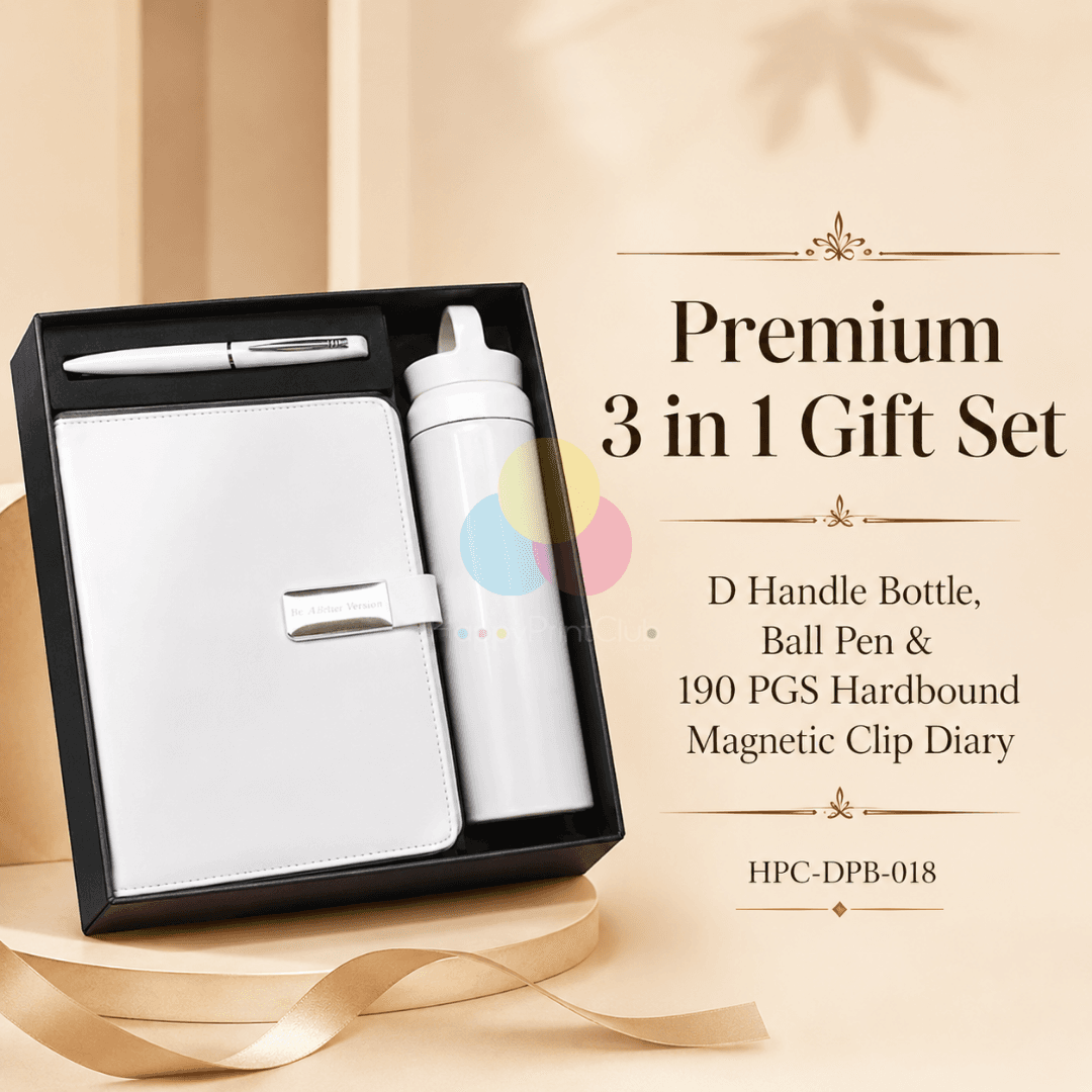 Employee Welcome Kit With D Handle Bottle, Ball Pen & 190 Pages Hard Bound Magnetic Clip Diary