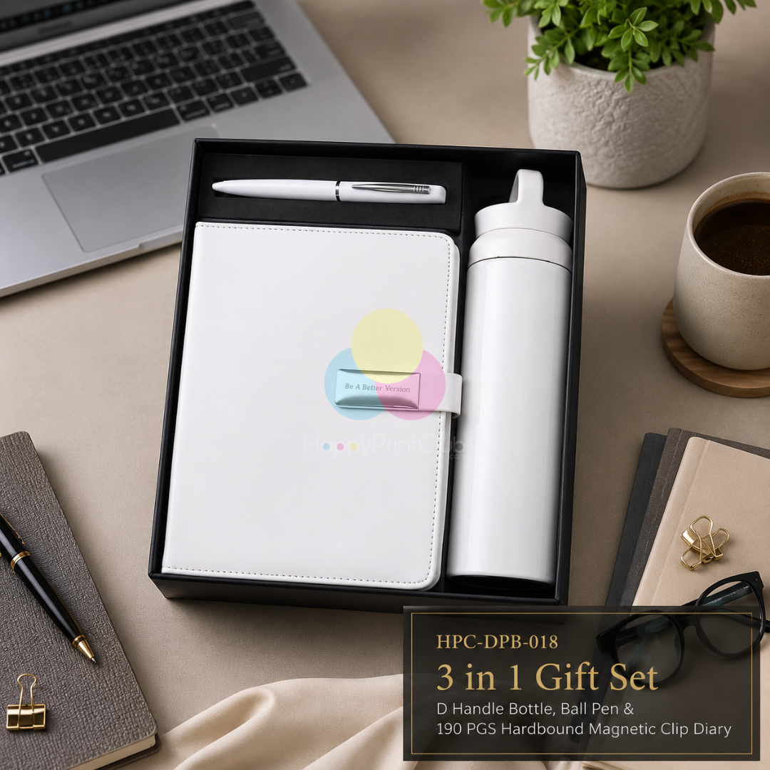 Employee Welcome Kit With D Handle Bottle, Ball Pen & 190 Pages Hard Bound Magnetic Clip Diary