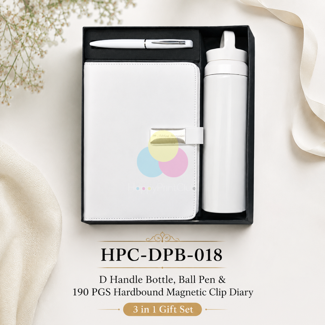 Employee Welcome Kit With D Handle Bottle, Ball Pen & 190 Pages Hard Bound Magnetic Clip Diary