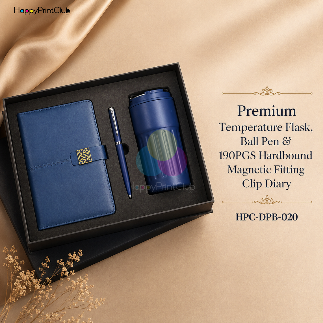 Employee Welcome Kit With Temperature Flask, Ball Pen & 190 Pages Hard Bound Magnetic Fitting Clip Diary