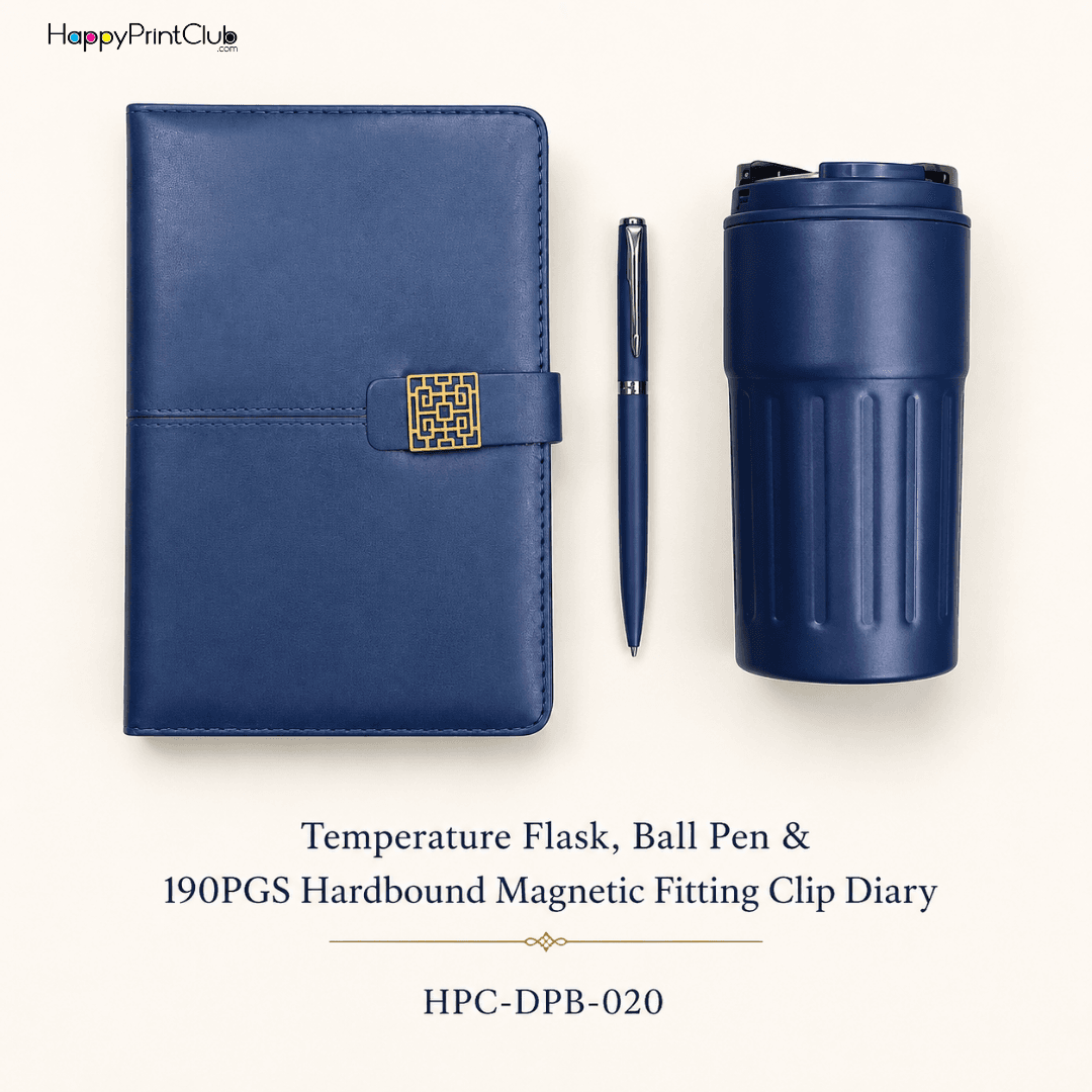 Employee Welcome Kit With Temperature Flask, Ball Pen & 190 Pages Hard Bound Magnetic Fitting Clip Diary