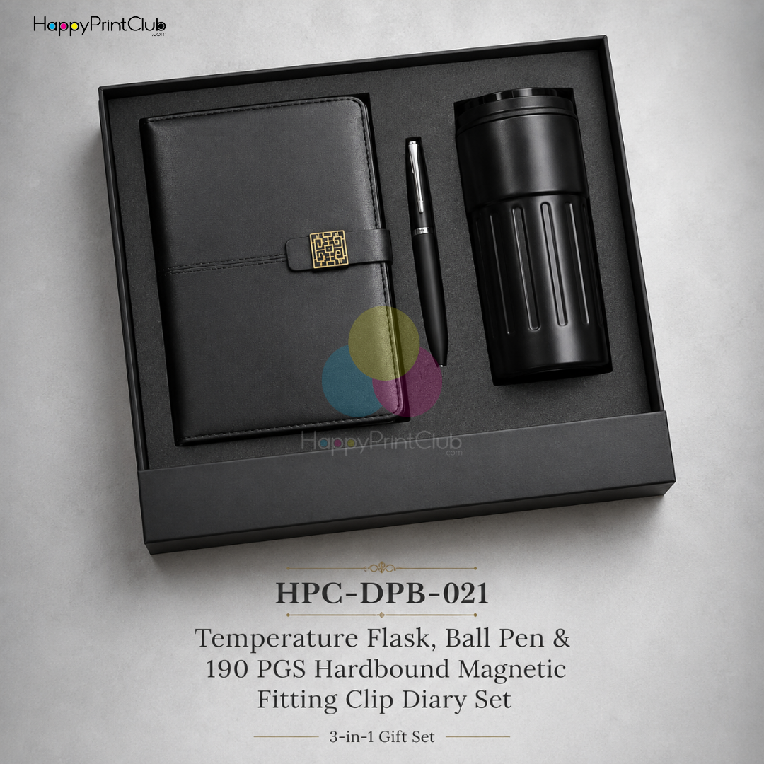 Employee Welcome Kit With Temperature Flask, Ball Pen & 190 Pages Hard Bound Magnetic Fitting Clip Diary