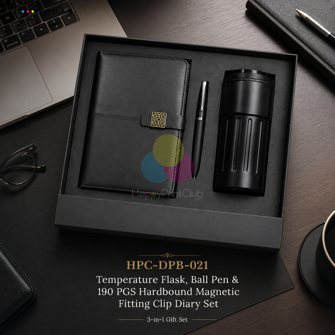 Employee Welcome Kit With Temperature Flask, Ball Pen & 190 Pages Hard Bound Magnetic Fitting Clip Diary