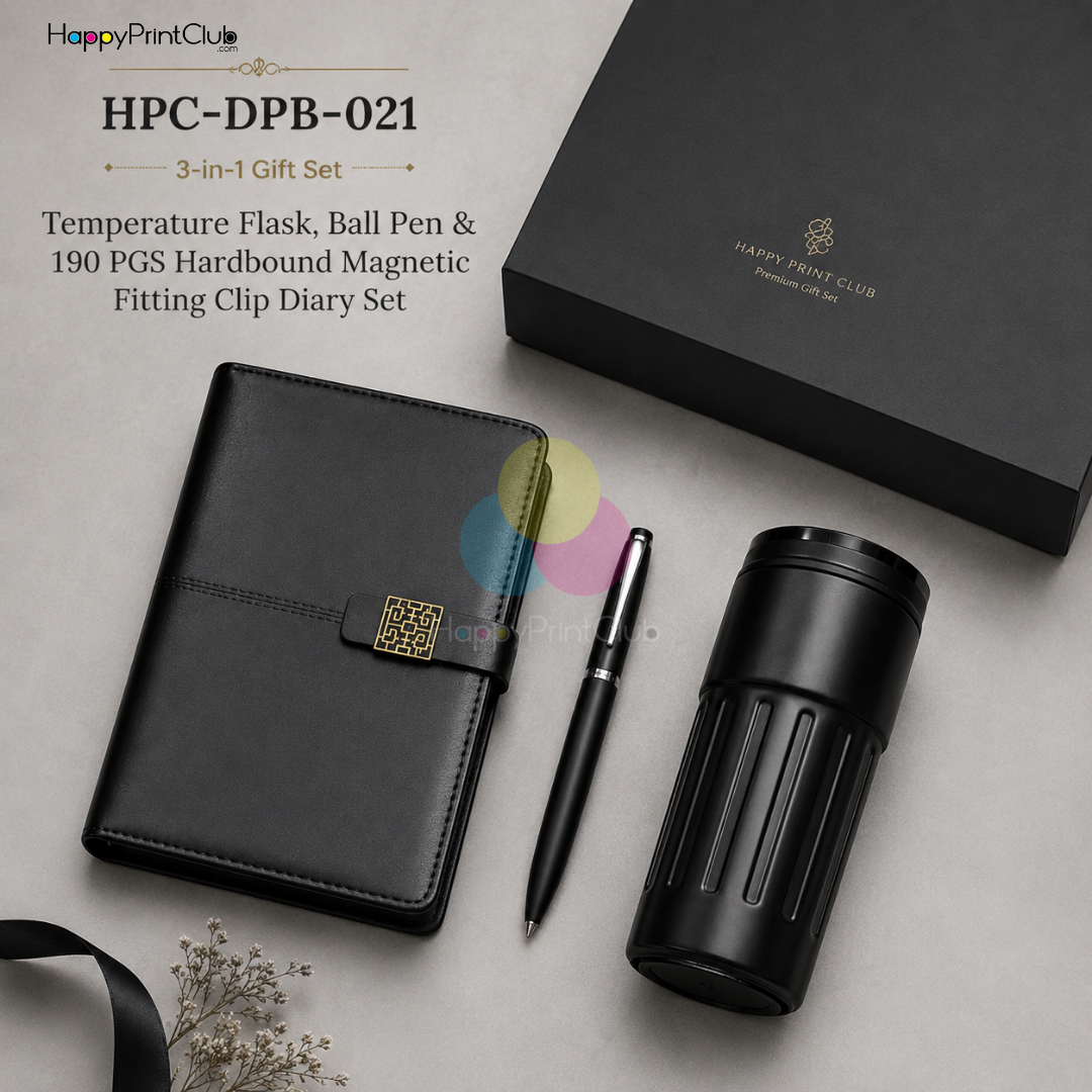 Employee Welcome Kit With Temperature Flask, Ball Pen & 190 Pages Hard Bound Magnetic Fitting Clip Diary