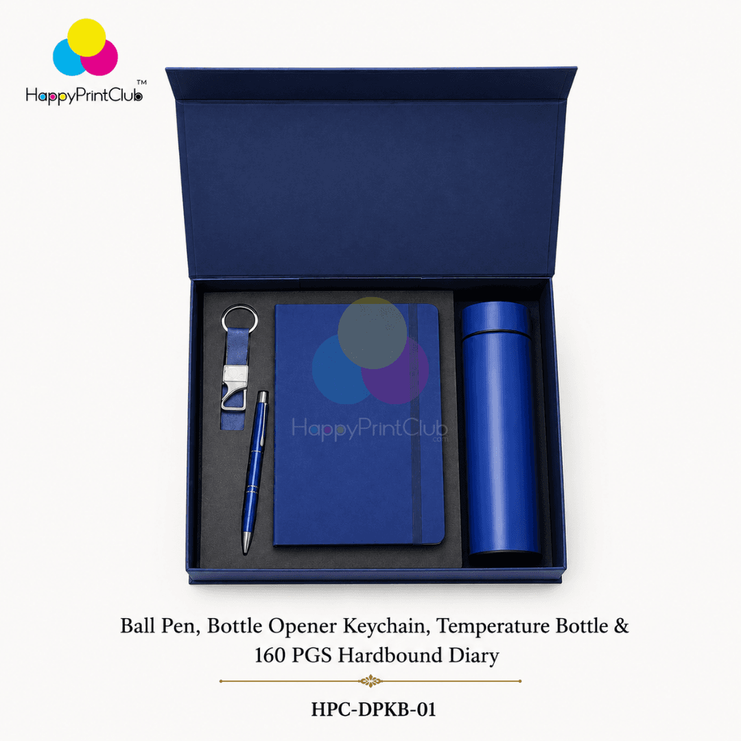 Employee Welcome Kit With Ball Pen, Bottle Opener Keychain, Temperature Bottle & 160 Pages Hard Bound Diary