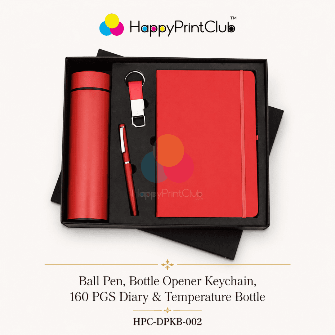 Employee Welcome Kit With Ball Pen, Bottle Opener,160 Pages Diary Keychain, Temperature Bottle
