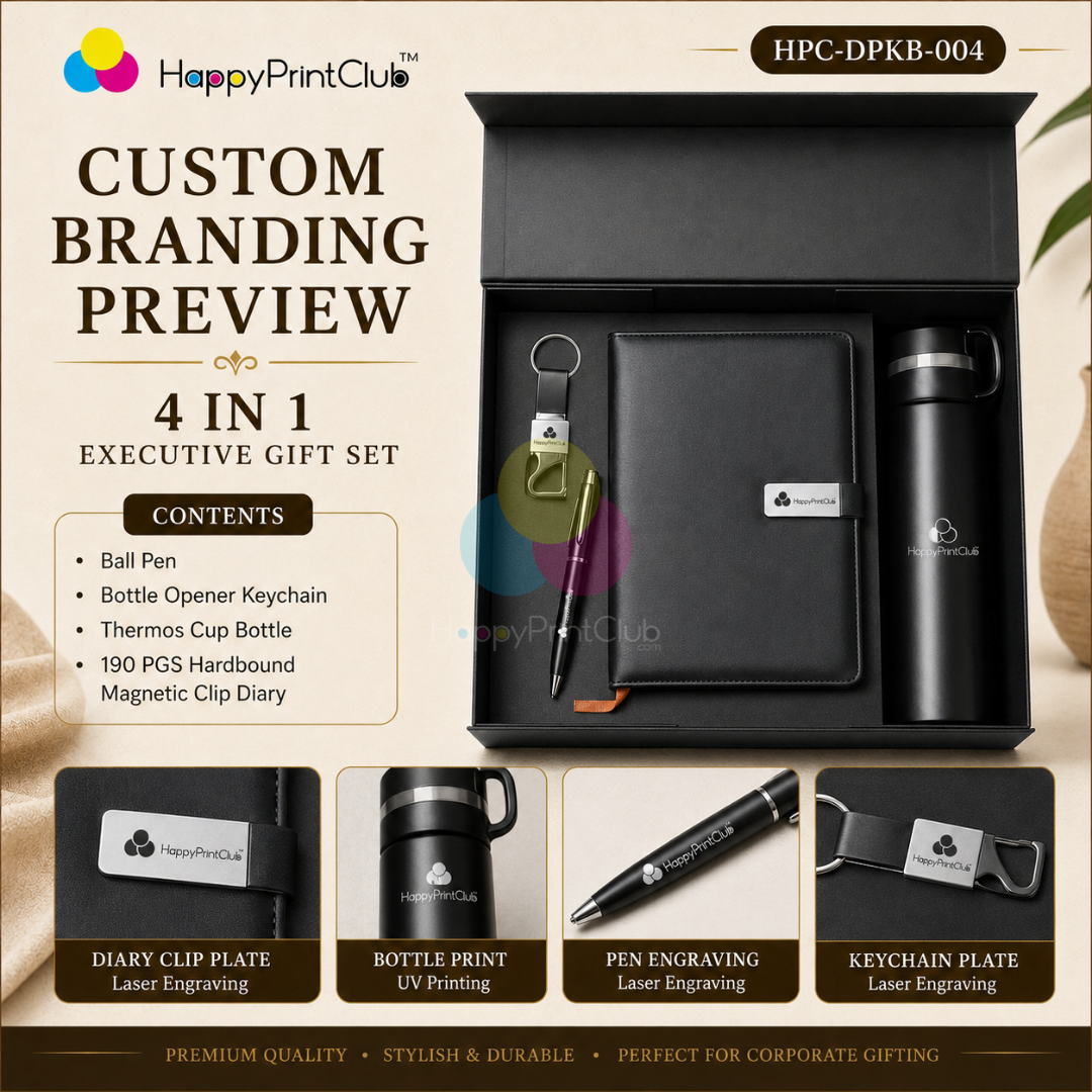 Employee Welcome Kit With Ball Pen, Bottle Opener Keychain, Thermos Cup Bottle & 190 Pages Hard Bound Magnetic Clip Diary