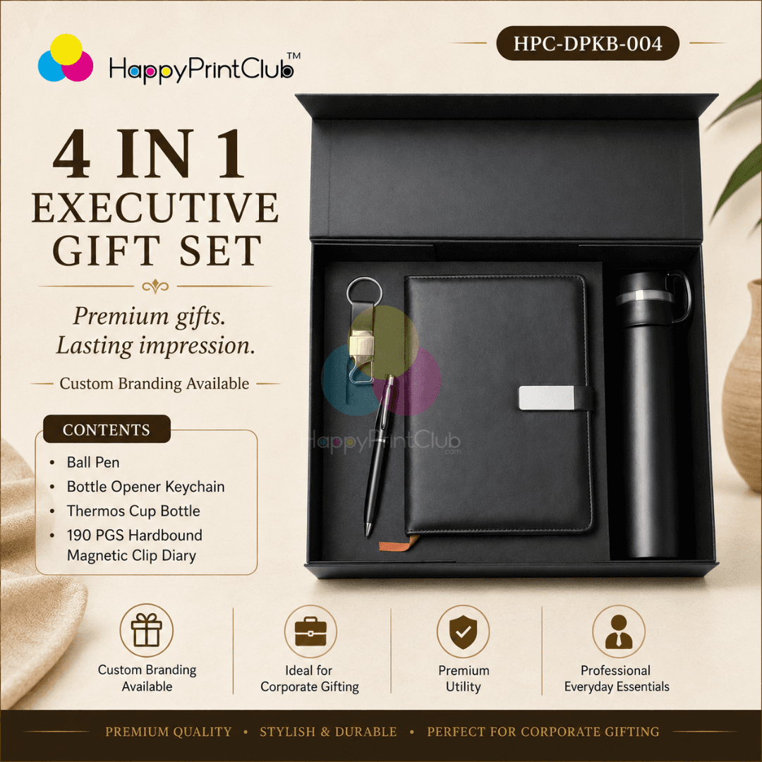 Employee Welcome Kit With Ball Pen, Bottle Opener Keychain, Thermos Cup Bottle & 190 Pages Hard Bound Magnetic Clip Diary