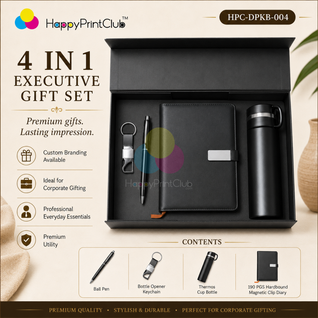 Employee Welcome Kit With Ball Pen, Bottle Opener Keychain, Thermos Cup Bottle & 190 Pages Hard Bound Magnetic Clip Diary