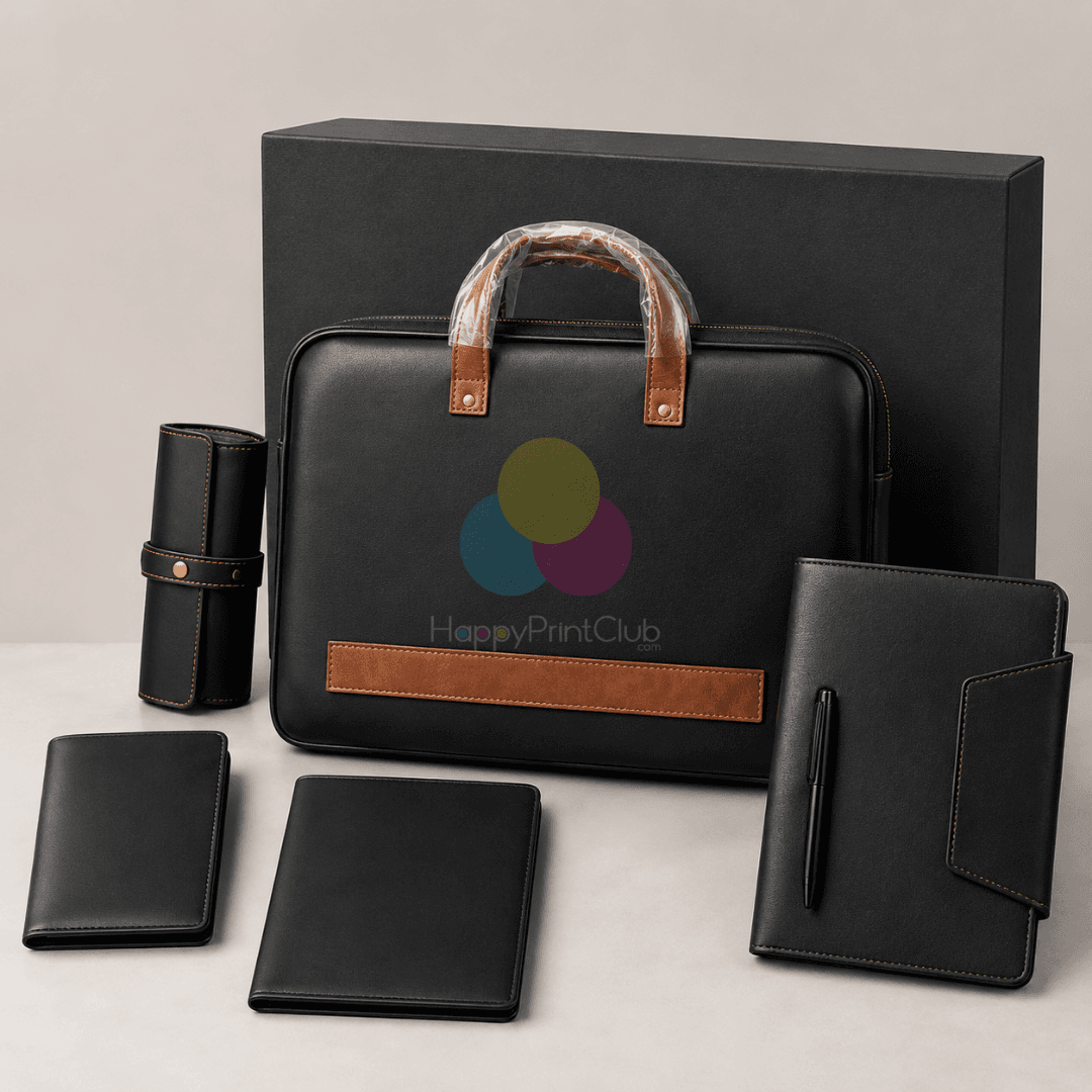 Employee Welcome Kit With Ball Pen, Goggle Cover, Laptop Bag, Diary, Passport Cover & Premium Organizer