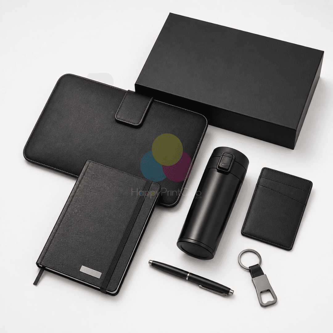 Employee Welcome Kit With Ball Pen, Bottle Opener Keychain, Push Button Bottle, Card Holder, Premium Laptop Sleeve & 190 Pages Hard Bound Diary