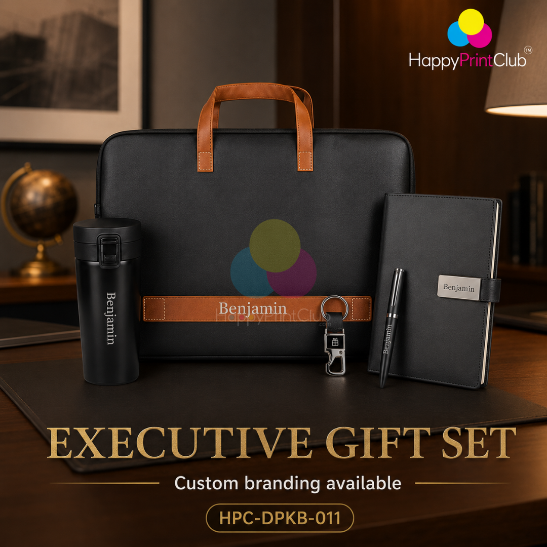 Employee Welcome Kit With Ball Pen, Push Button Flask, Laptop Bag, Bottle Opener Keychain & 190 Pages Hard Bound Magnetic Clip Diary
