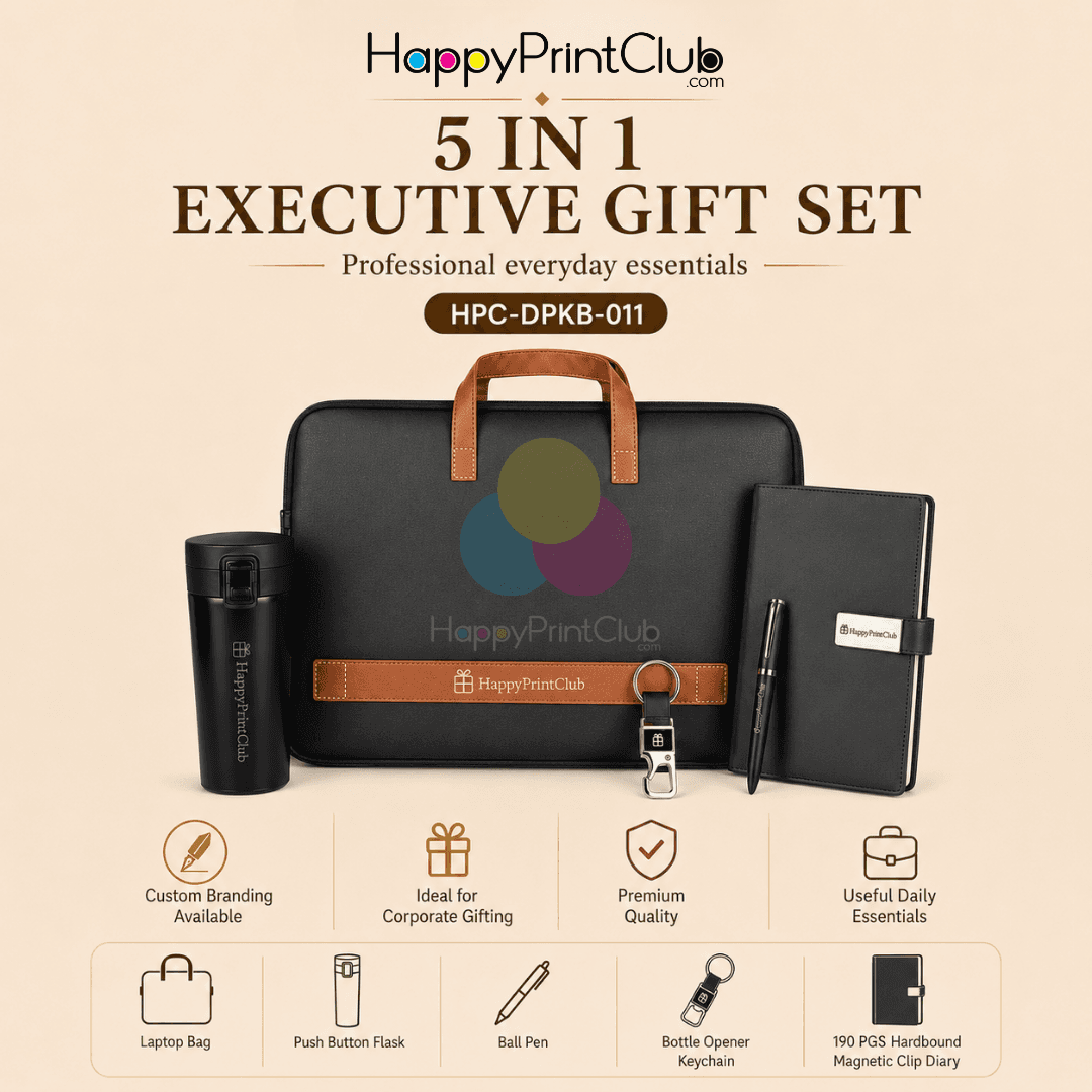 Employee Welcome Kit With Ball Pen, Push Button Flask, Laptop Bag, Bottle Opener Keychain & 190 Pages Hard Bound Magnetic Clip Diary