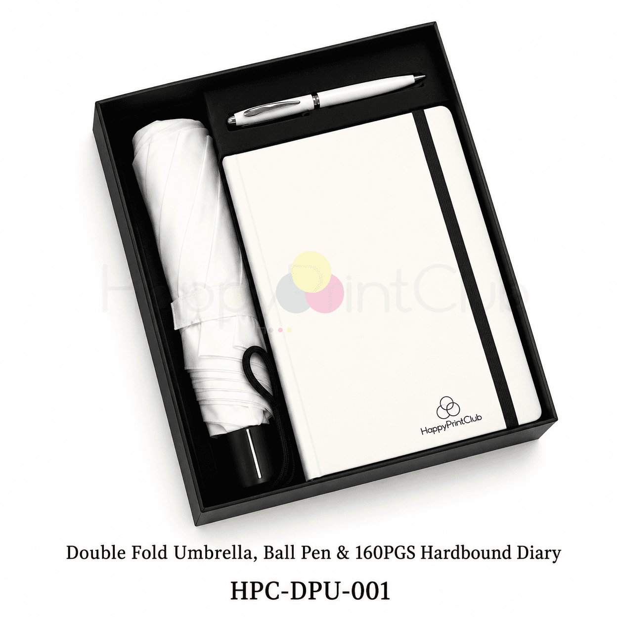 Customized Corporate Gift Set With Double Fold Umbrella, Ball Pen & 160 Pages Hard Bound Diary