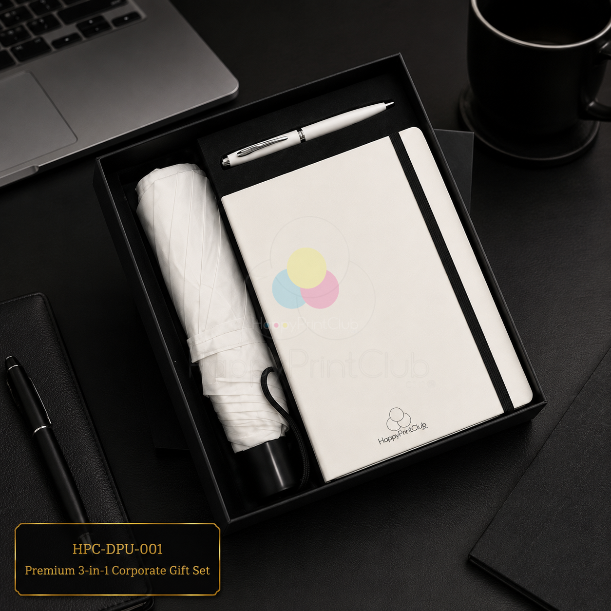 Customized Corporate Gift Set With Double Fold Umbrella, Ball Pen & 160 Pages Hard Bound Diary