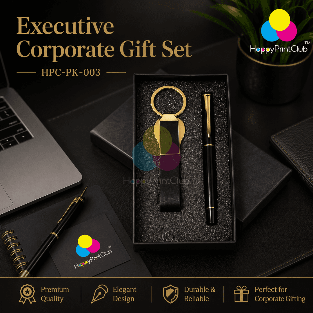 Customized Corporate Gift Set With Roller Pen & Belt Keychain