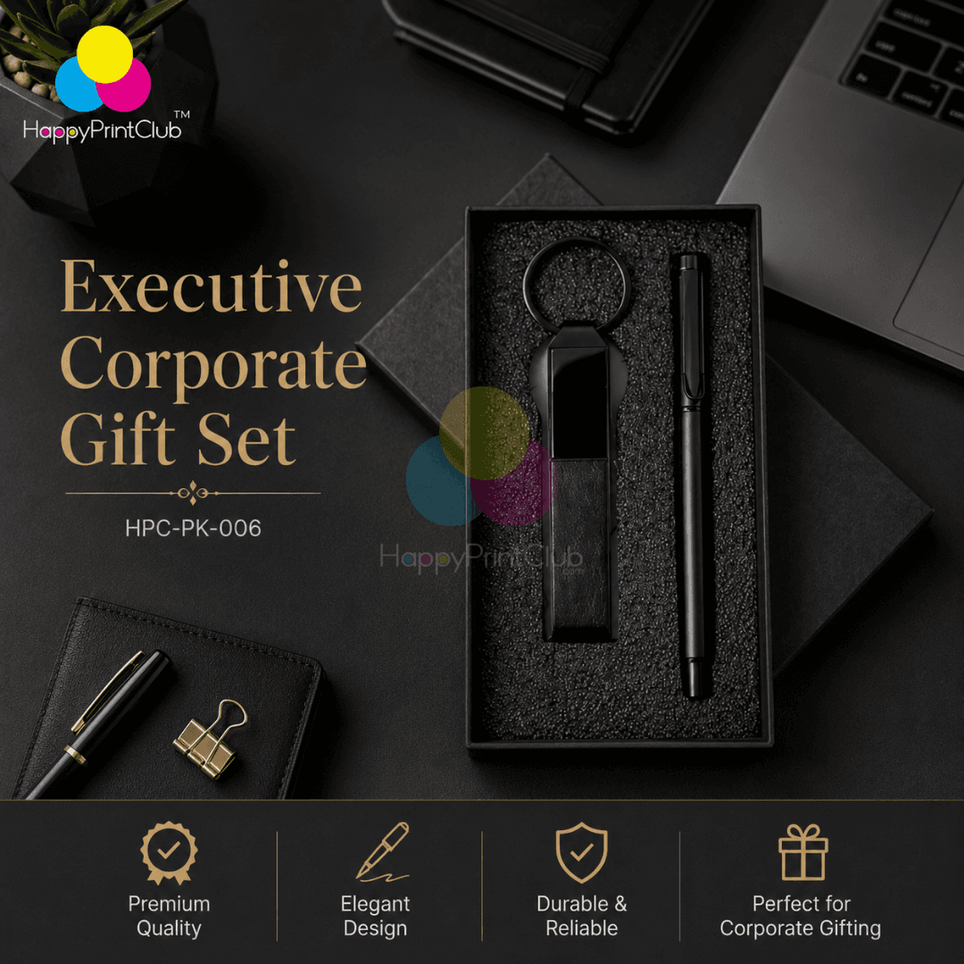 Customized Corporate Gift Set With Roller Pen & Belt Keychain