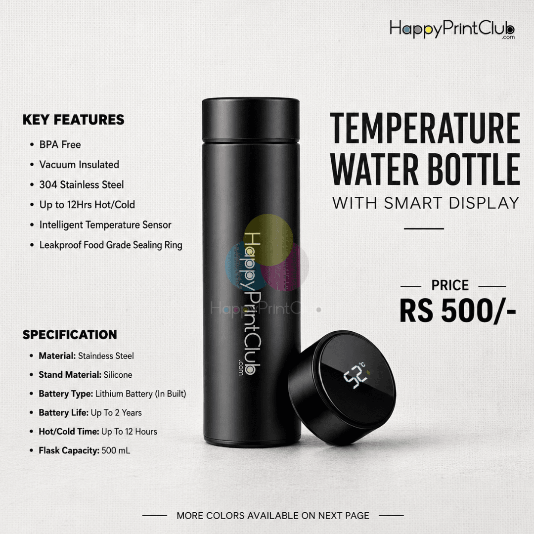 Temperature Water Bottle With Smart LED Display