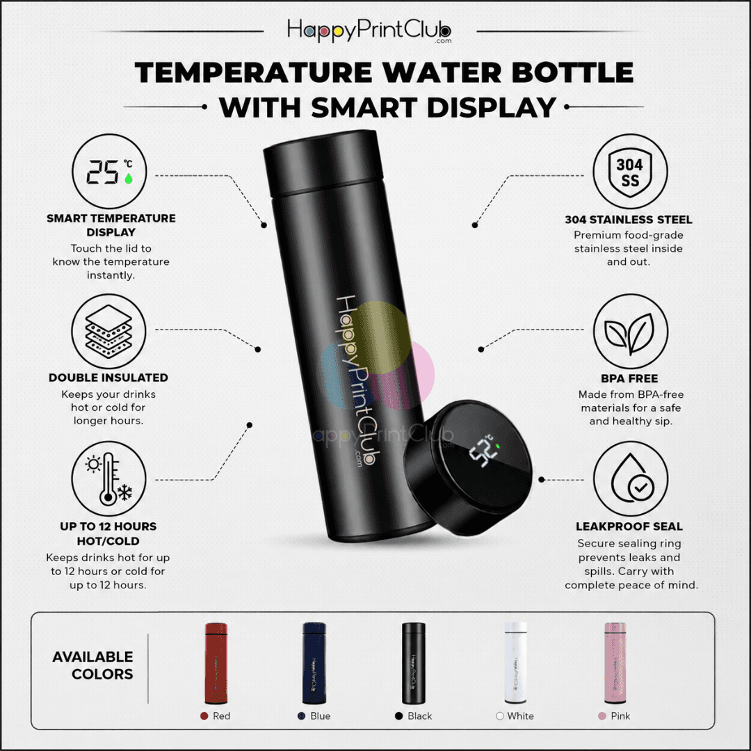 Temperature Water Bottle With Smart LED Display