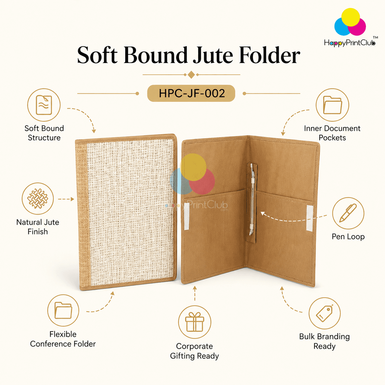 Soft Bound Jute Folder For Corporate Gifting