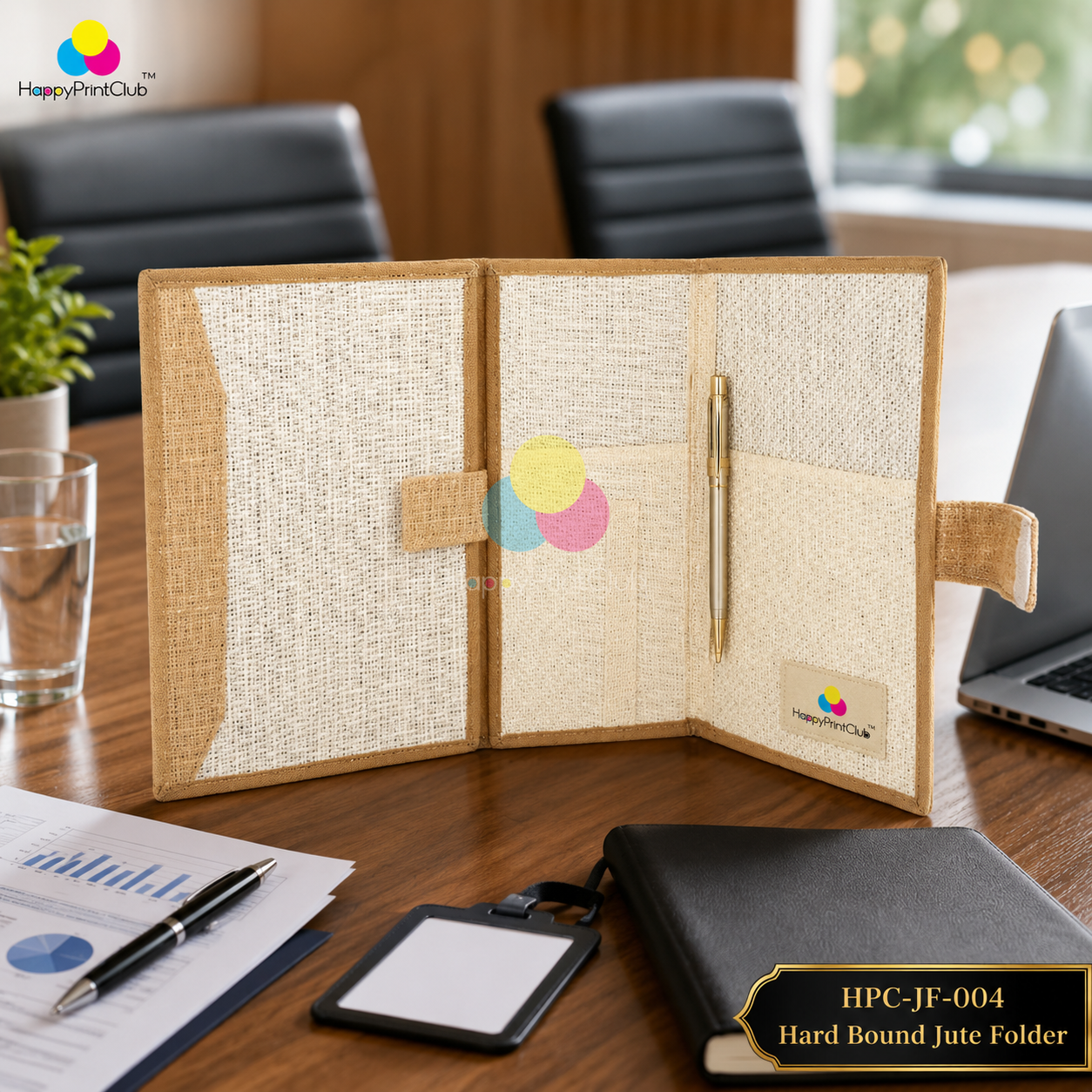 Hard Bound Jute Folder For Corporate Gifting