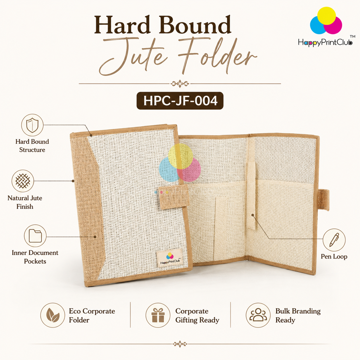 Hard Bound Jute Folder For Corporate Gifting