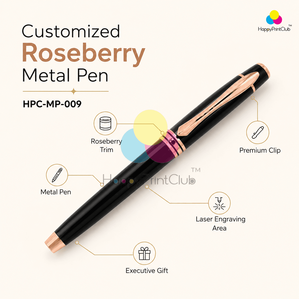 Customized Roseberry Metal Pen With Logo Printing