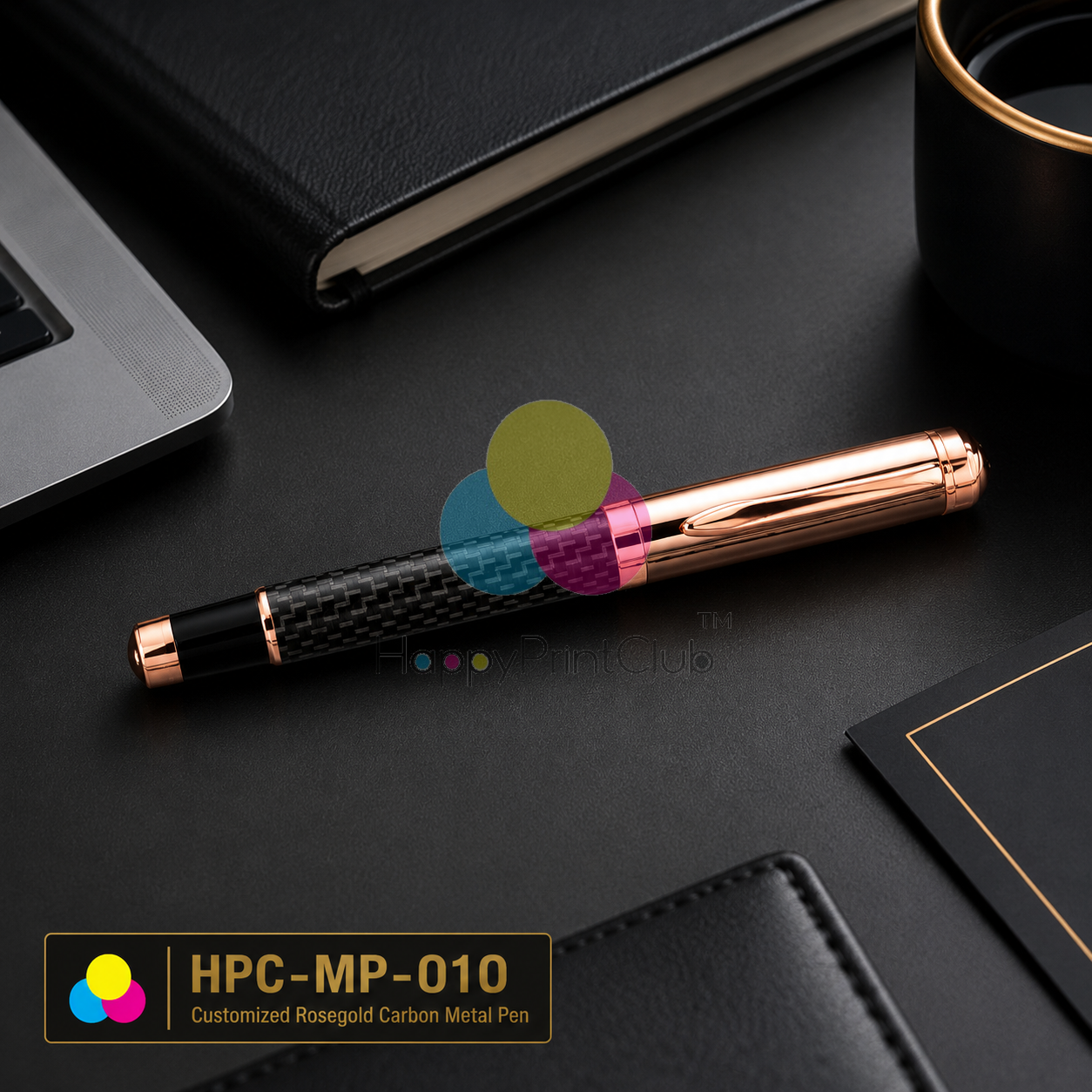 Customized Rosegold Carbon Metal Pen With Logo Printing