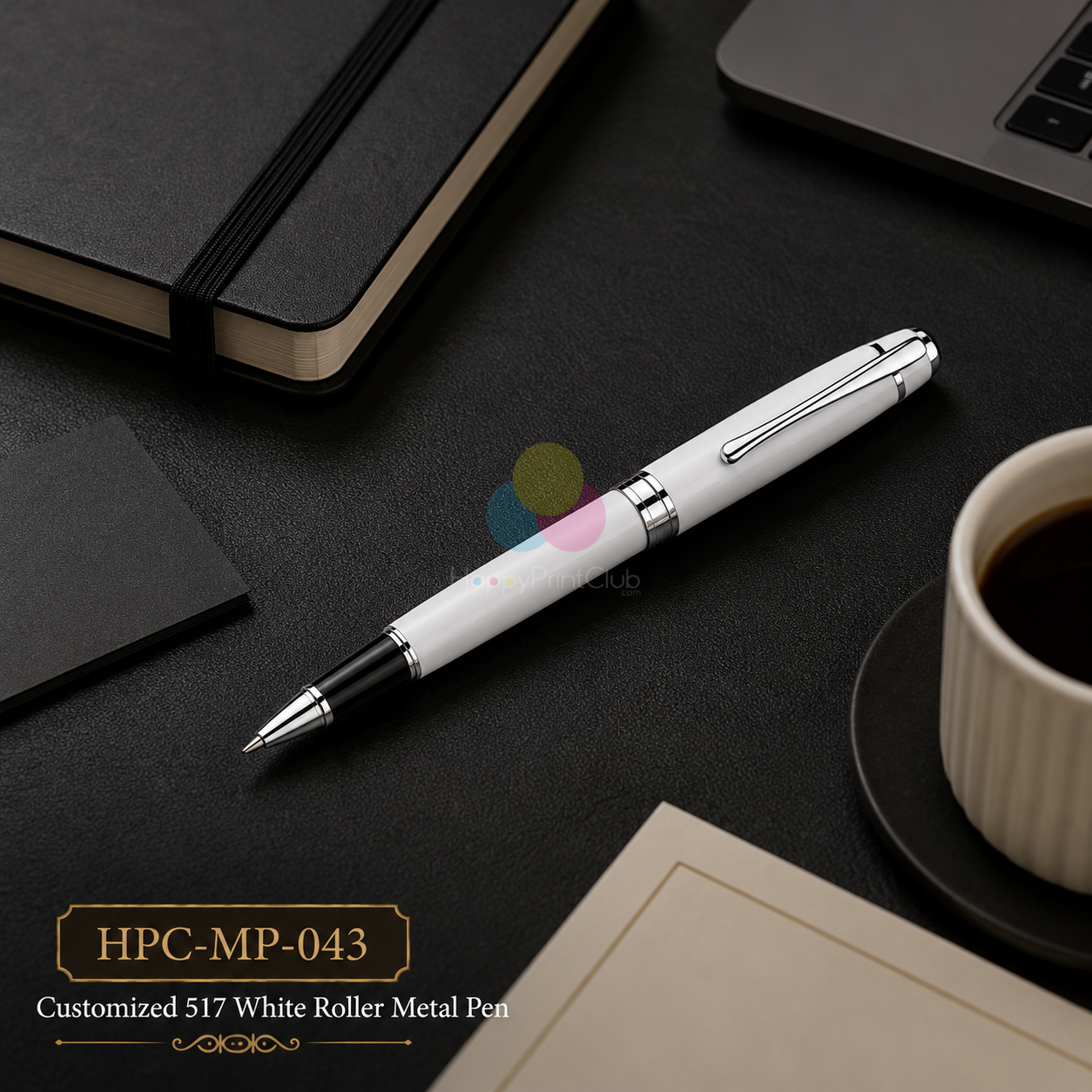 Customized 517 White Roller Metal Pen With Logo Printing