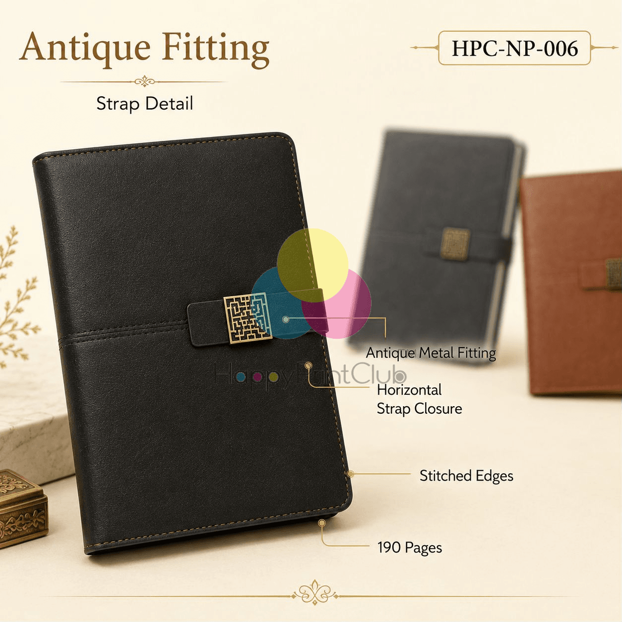 Customized 190 Pages Antique Fitting Diary For Corporate Gifting
