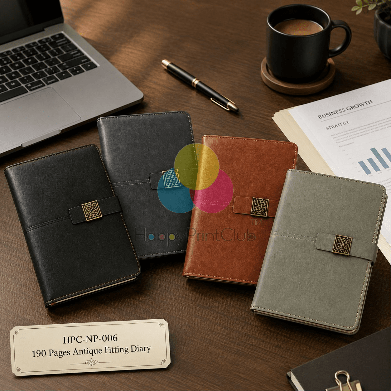 Customized 190 Pages Antique Fitting Diary For Corporate Gifting