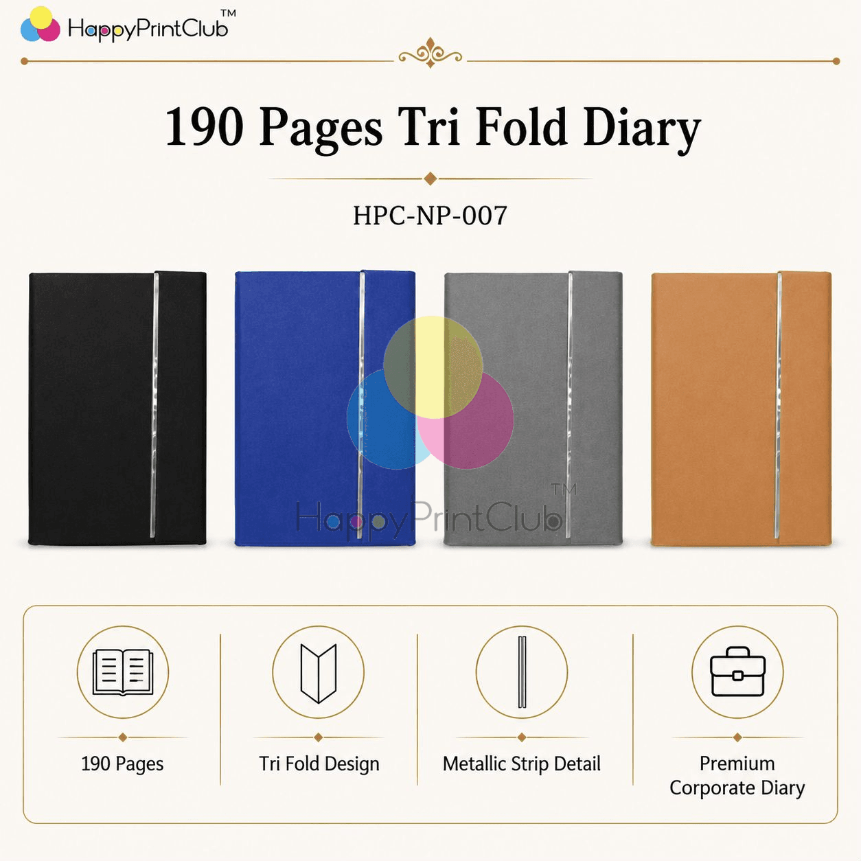 Customized 190 Pages Tri Fold Diary For Corporate Gifting